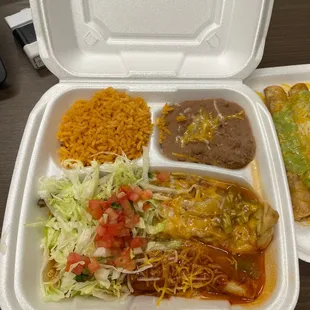 Chile relleno and cheese enchilada combination.  Missing sour cream