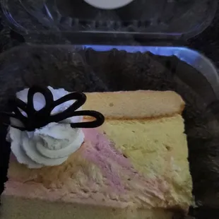 Strawberry lemon swirl cheesecake slice