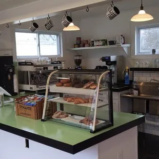a counter with a variety of items