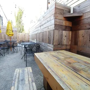 tables and chairs outside