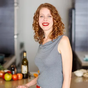 a woman in a kitchen