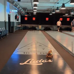 a shuffleboard on the floor