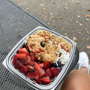 East Market açaí bowl with peanut butter instead of bananas.