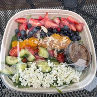 Strawberry vinaigrette salad to go. Looks
