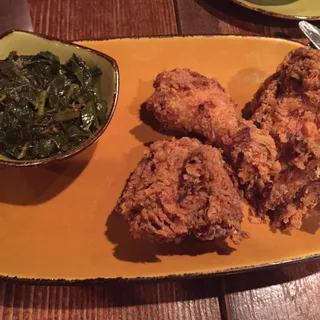 Smoked Jerk Chicken with collard greens