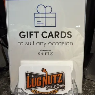 Gift cards available