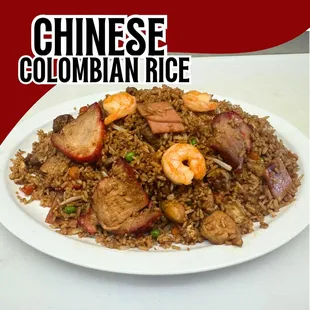 Our Chinese rice 
 It is a traditional fried rice with a Colombian recipe and a mixture of meats that give it a special touch.