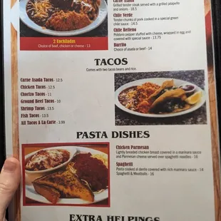 Menu Mexican Dishes