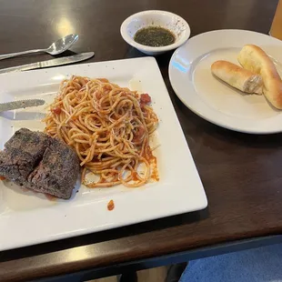 Steak and pasta combo