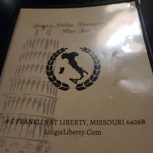 Menu cover