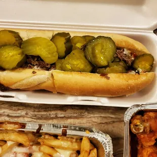 Cheesesteak, wings, and the pizza fries