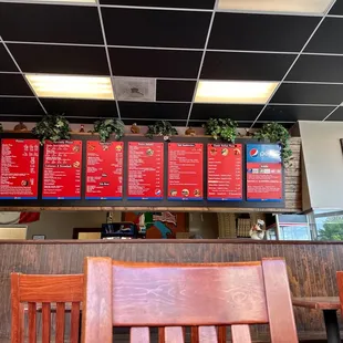 menus on the wall