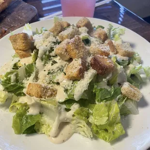Cesar salad portion was large enough for a meal or to share