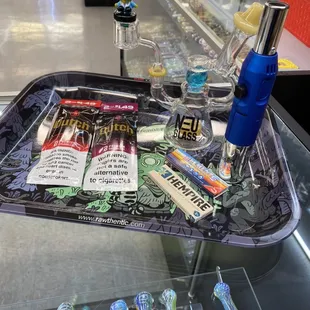 Water pipe, torch, papers, wraps, carb cap, and more for great combo prices!