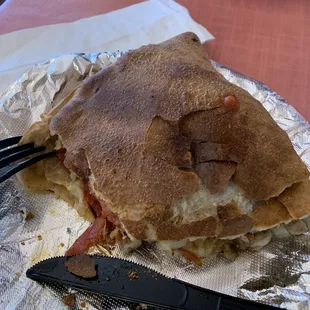 a half eaten pizza