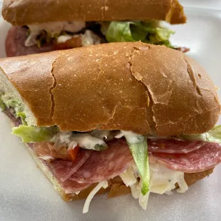 Salami and cheese- this is topped with garlic aioli, lettuce, and bruschetta mix