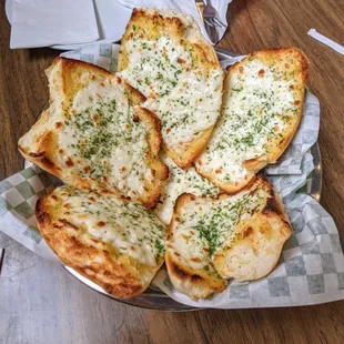 Garlic bread with cheese.