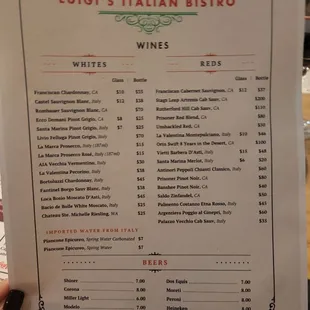 Wine list