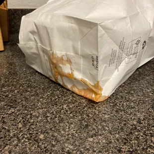 All of the food was covered in grease - it even soaked through the bag.