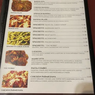 Menu as of Dec 2023