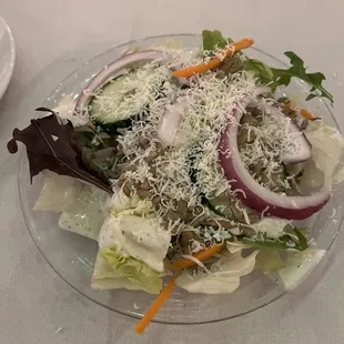 Side salad, love that they put sunflower seeds on it!