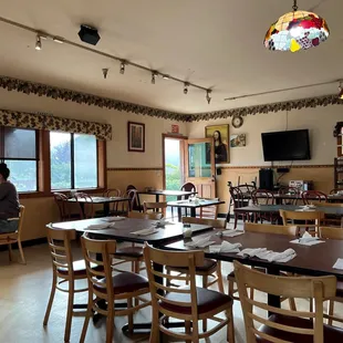 Inside in the evening.