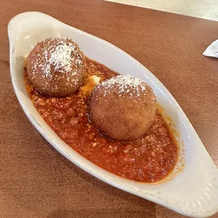 Rice balls, Fresh, crunchy, tasty, meaty sauce and meaty stuffing