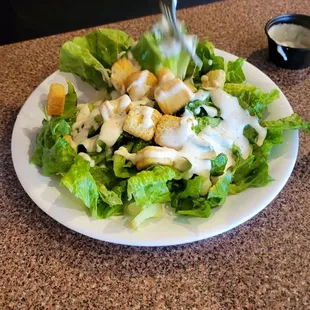 Caesar salad with caesar dressing