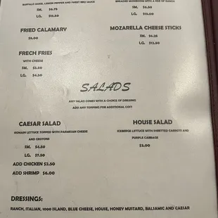 Menu Part 1 - March 2022