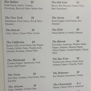 menu