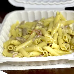 Flavorless 3 Meat Alfredo with Penne..