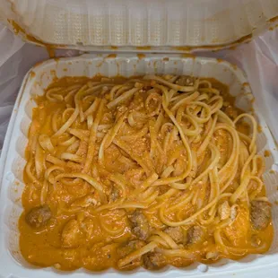 Sausage and Chicken Linguine with Vodka Sauce