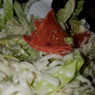 a close up of a salad
