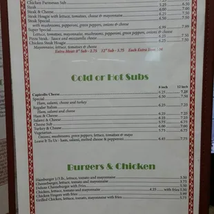 menu