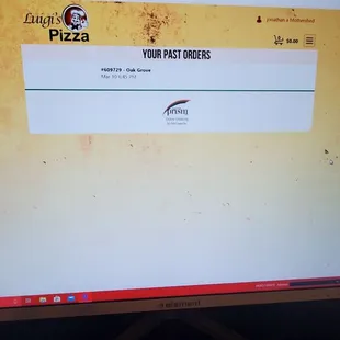 a menu on a computer screen