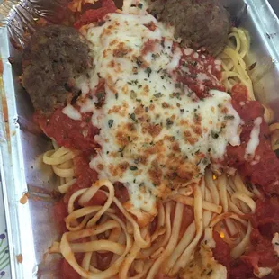 Pizzaghetti. I think it's actually called meatball pasta or something but I like Pizzaghetti better