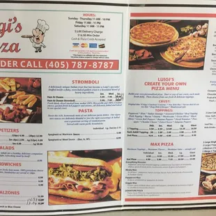 a menu for a restaurant