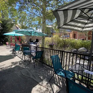 tables and umbrellas