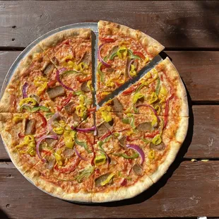a pizza on a table