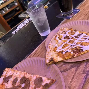 Chicken bacon ranch &amp; a sausage slice