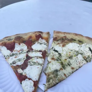 Margherita Pizza, White Pizza Slice with Garlic