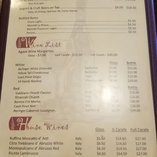 menu