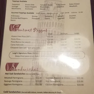menu