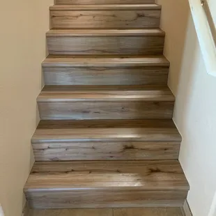 Vinyl installed on stairs.