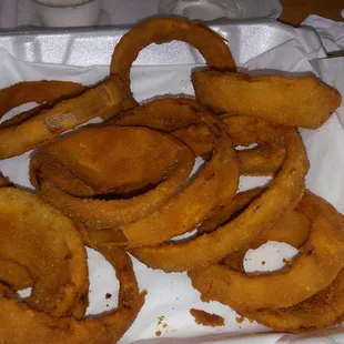 Onion rings are huge!!