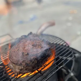 Same reverse sear sous vide trying to blur out the dirty yard