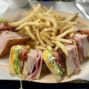 Club Sandwich and French Fries