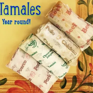 Whether you're craving pork, cheese and peppers, chicken, or beef, we have tamales all year round for you!