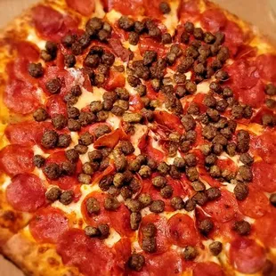 XL With Three Toppings. Double The Pepperoni And Sausage.