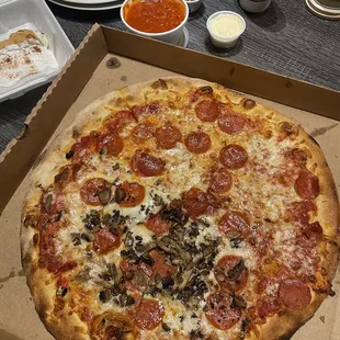 a pizza in a pizza box